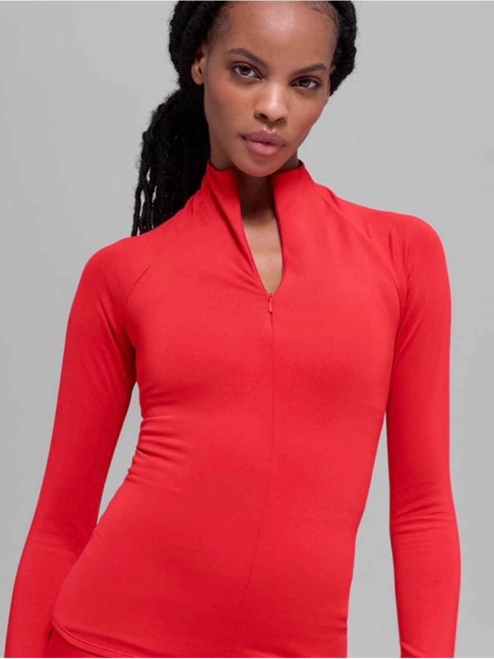 Alo Airlift winter warm 1/4 zip long sleeve vibrant red